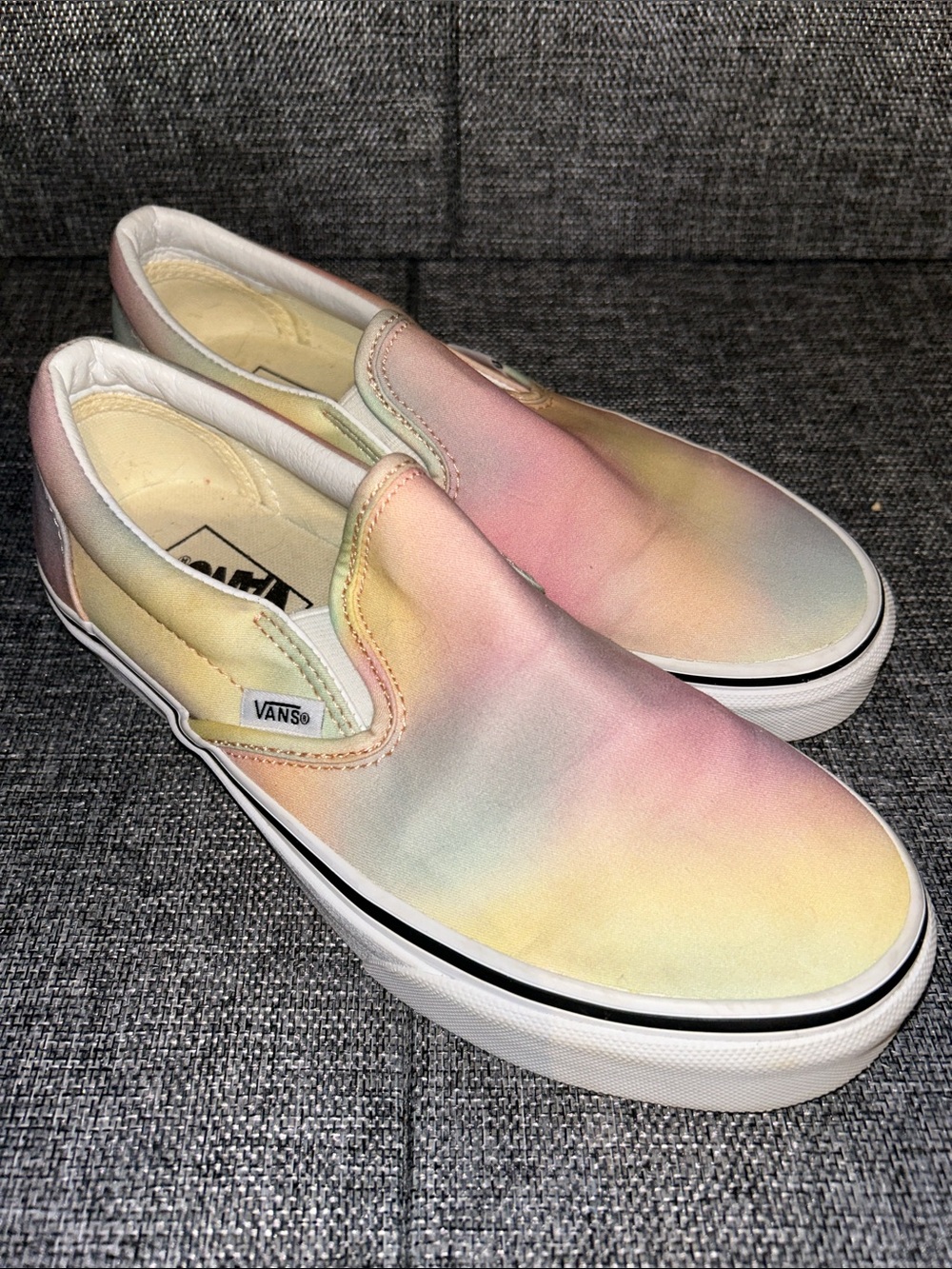 Vans Slip-On Sneakers in Pastel Rainbow Gradient